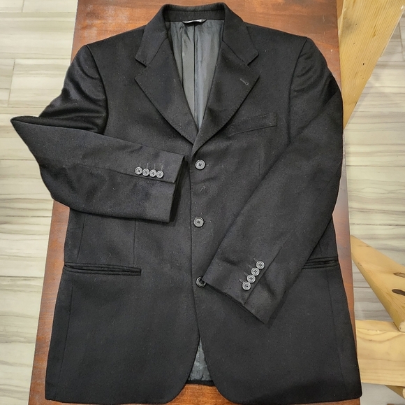 Cashmere 100% Hathaway Platinum Blazer Black Jacket MADE IN ITALY Size 38 SHORT - Picture 3 of 10